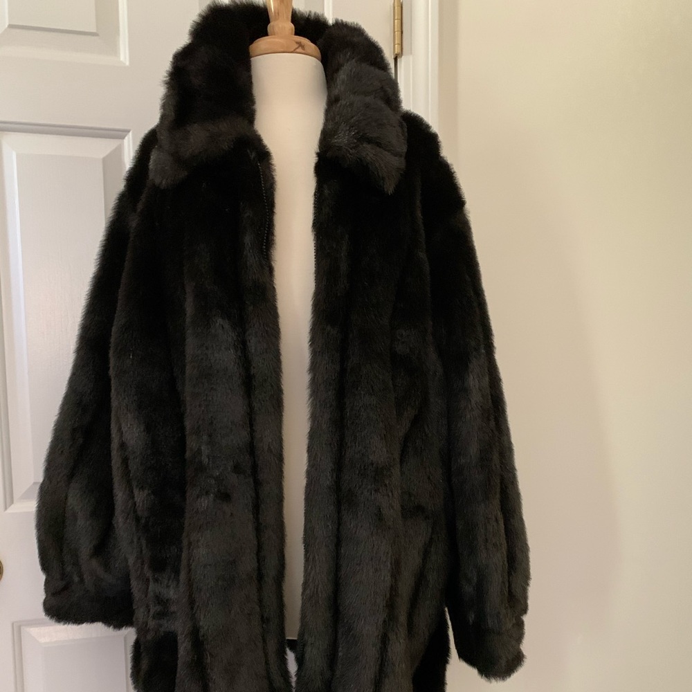 Dennis Basso Faux Fur Coat, plus size